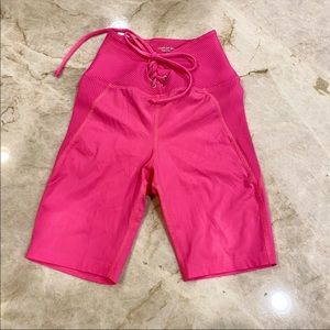 Year of Ours Pink Lace Up Football Cycling Shorts